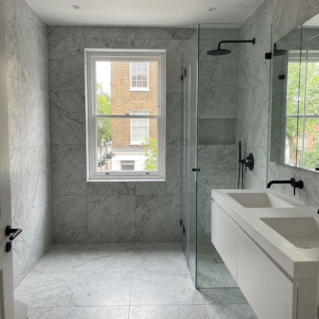 Modern tiled ensuite in Chelsea
