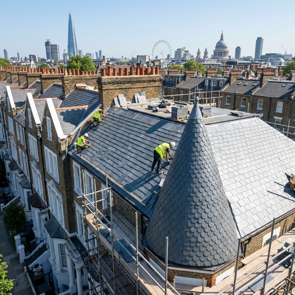 New slate roof installation in Kensington
