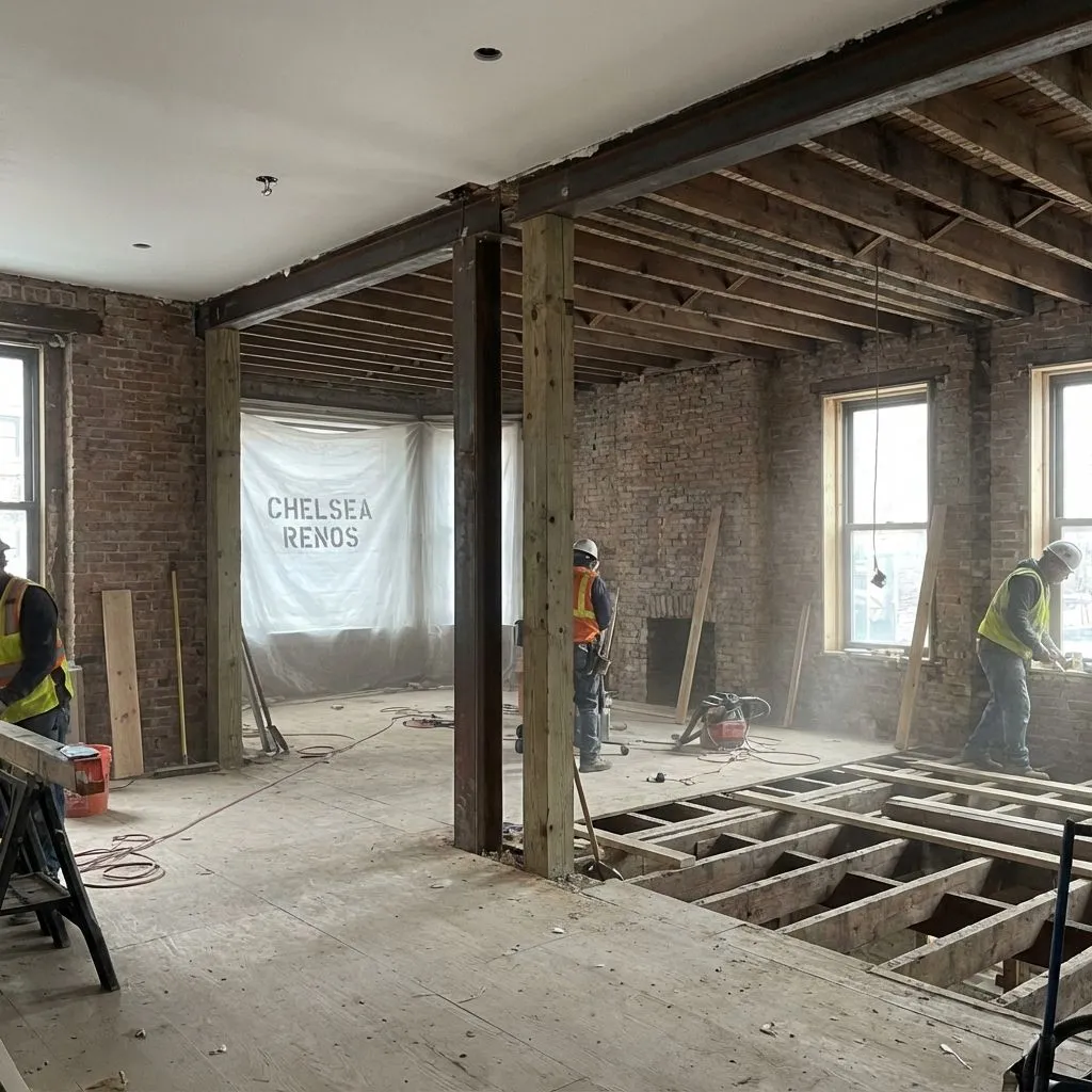 Load-bearing wall removal in Chelsea apartment